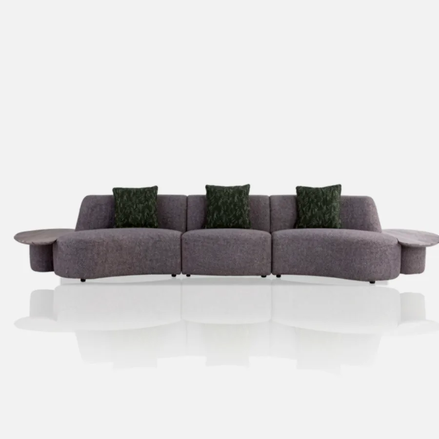 FURMEIZ Luxury Modular Sectional Sofa with Dual Marble Tables – Fabric (423 / 512 cm)