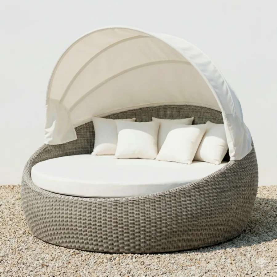 Furmeiz Round Daybed – Aluminum Frame & PE Weaving