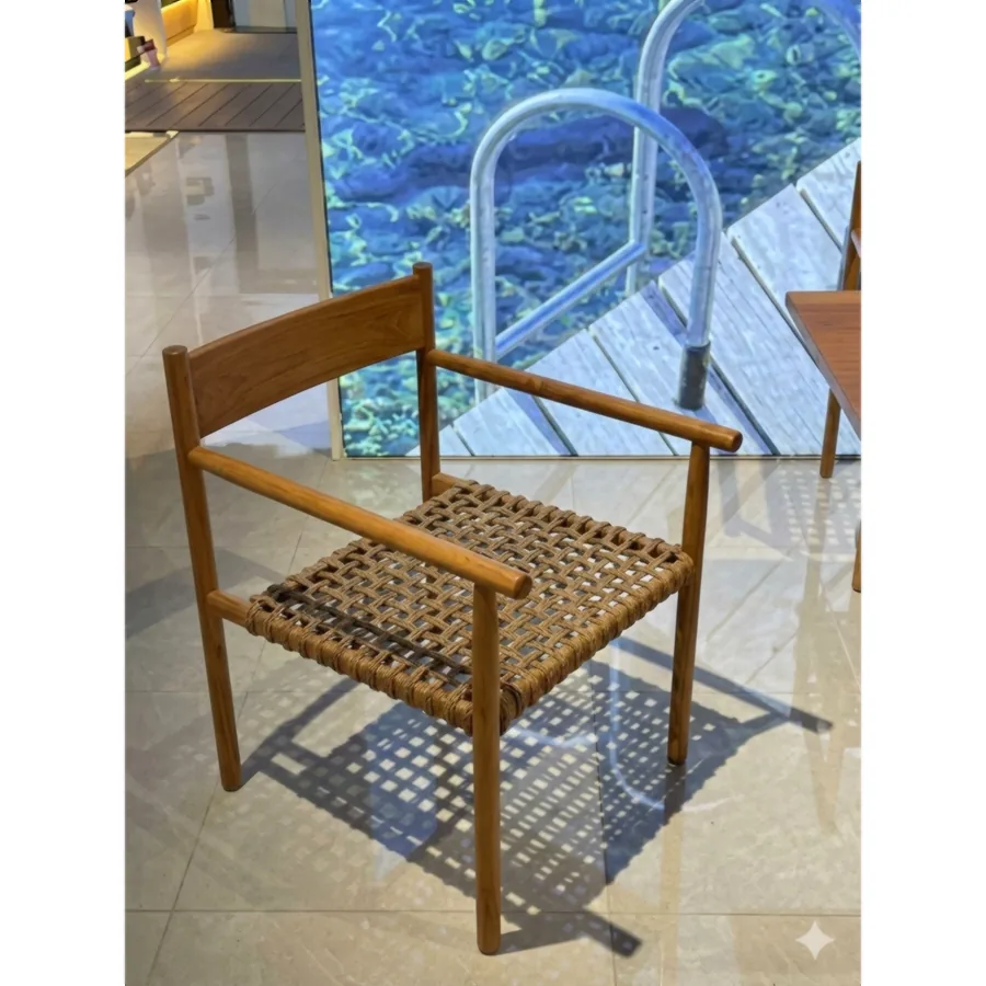 FURMEIZ Outdoor Dining Chair – Burmese Teak & Rope