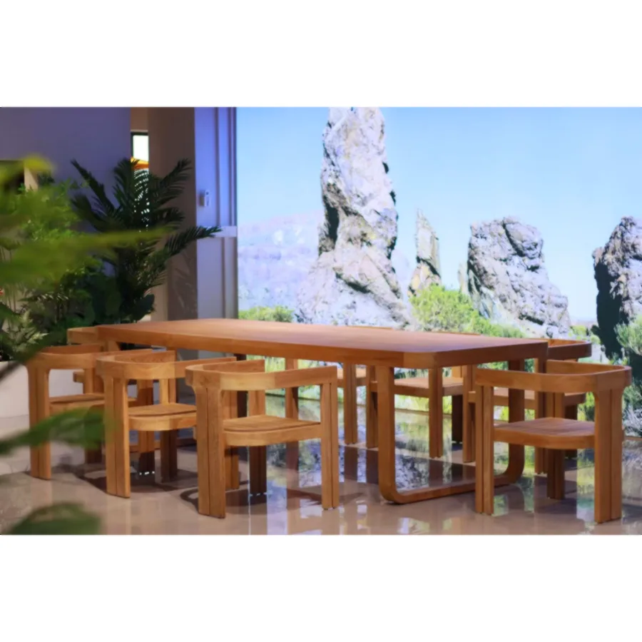 Furmeiz Long Outdoor Dining Table – Burmese Teak