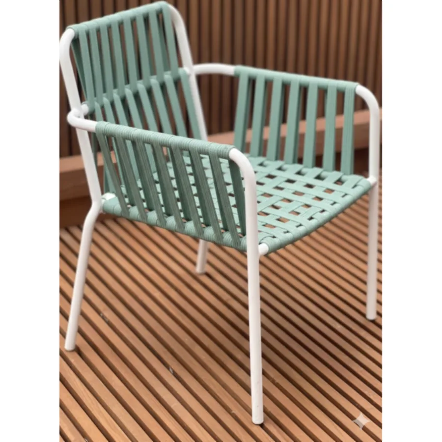 Furmeiz –Orange Outdoor Stackable Chair – Aluminum Frame with Olifen Weaving