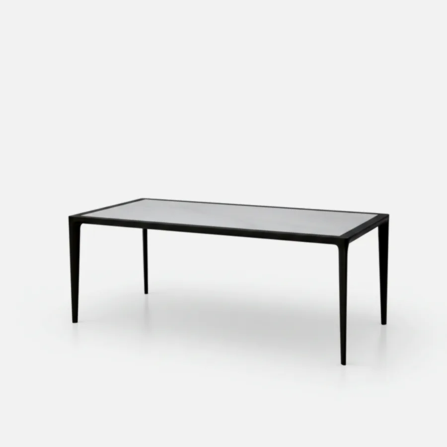 Furmeiz 35″×71″ Rectangular Sintered Stone Table – Cast Aluminum Frame