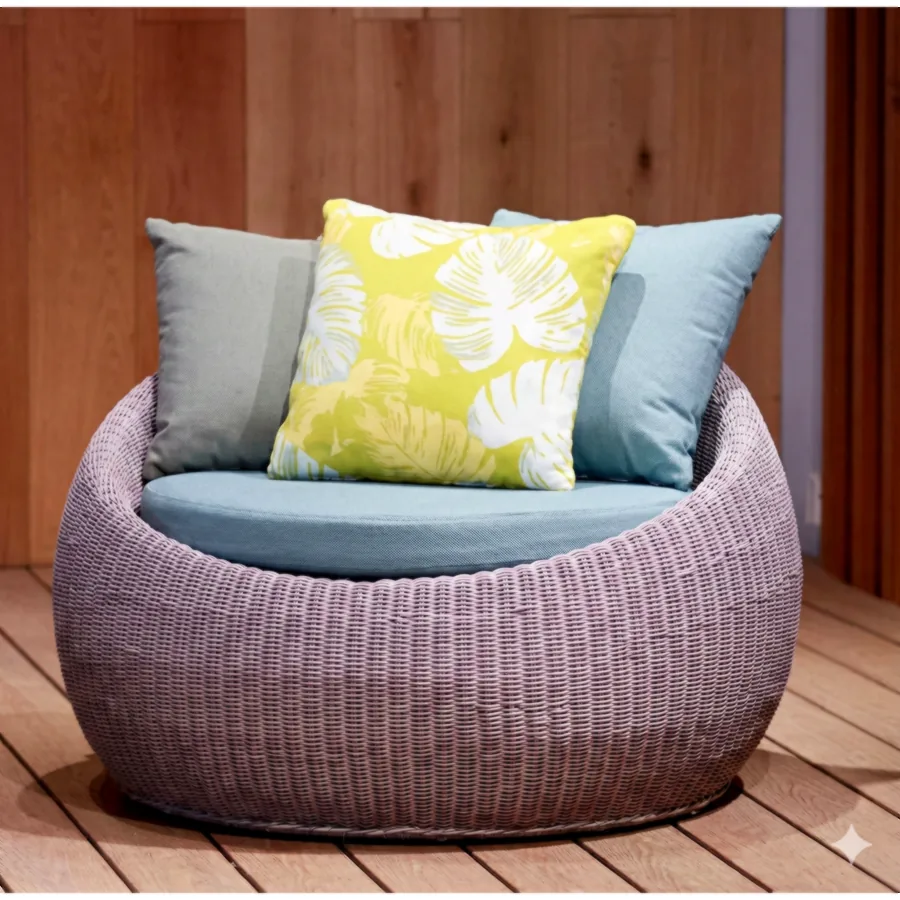 FURMEIZ Round Daybed with PE Wicker