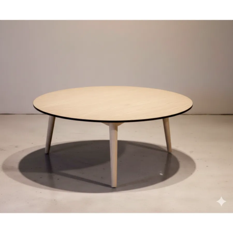 Furmeiz Large Round Outdoor Coffee Table – Tempered Glass Top & Aluminum Frame