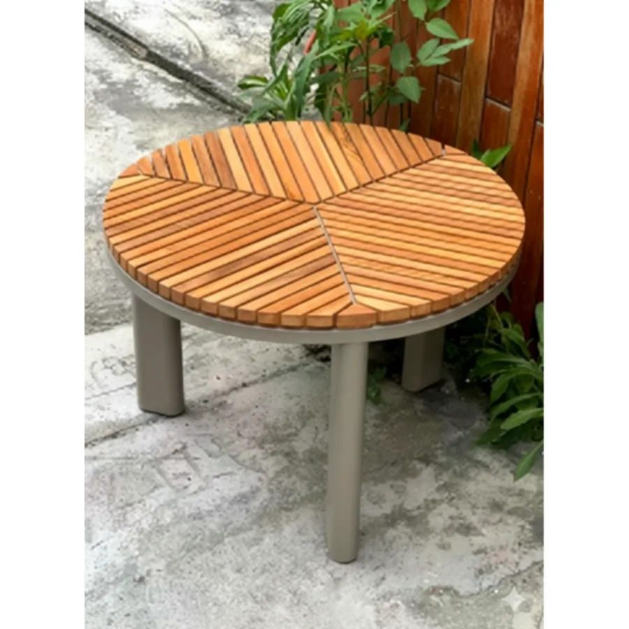 Furmeiz Small Round Table – South American Teak Top