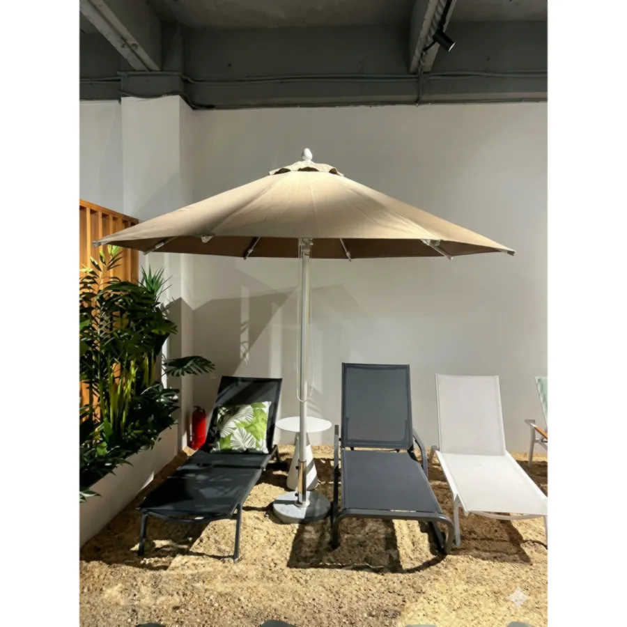 Furmeiz 2.7M Luxury Center Pole Outdoor Umbrella – Aluminum Frame with Heavy Woven Fabric