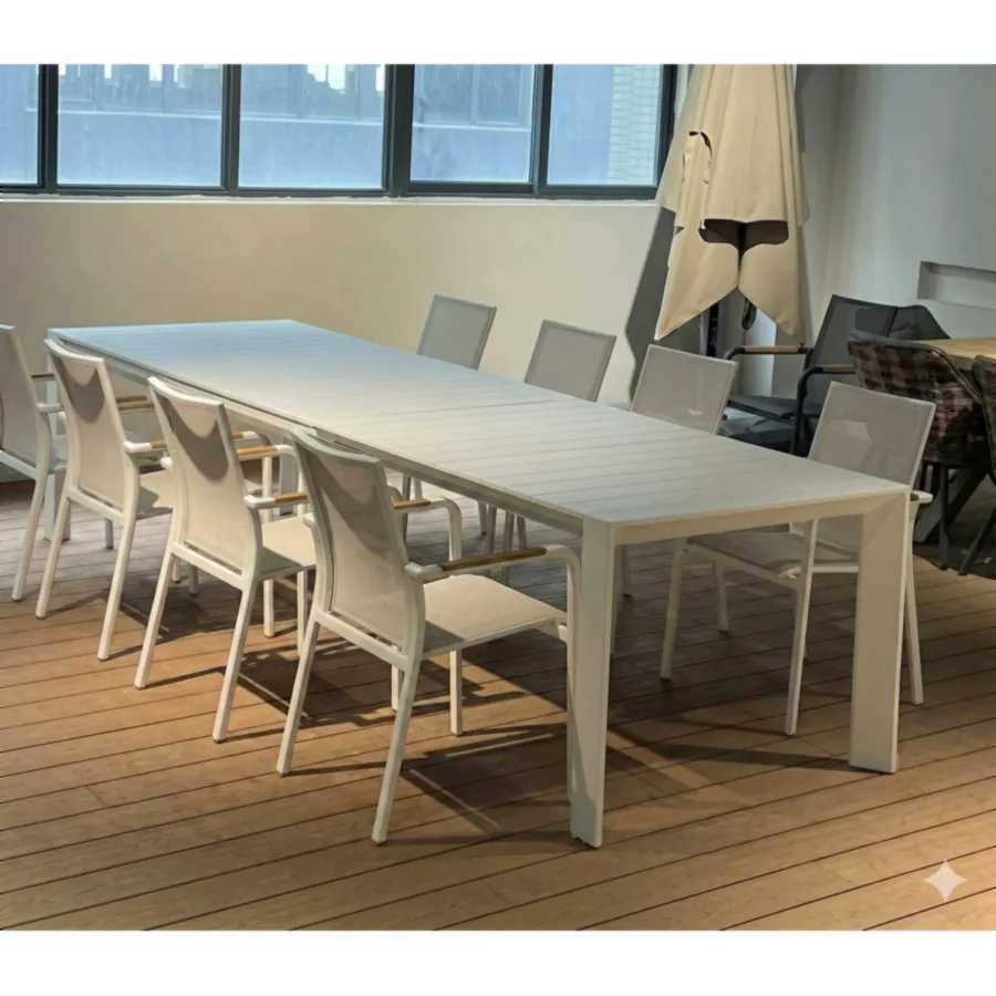 Furmeiz Extendable Aluminum Table – White