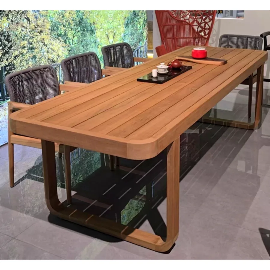 FURMEIZ 280cm Burmese Teak Long Outdoor Dining Table