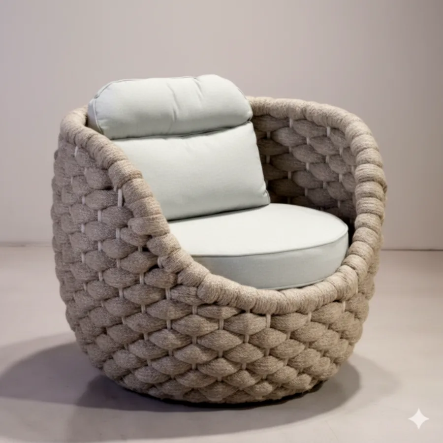 Bird Nest Single Outdoor Sofa – Aluminum Frame with Quick-Dry Cushions