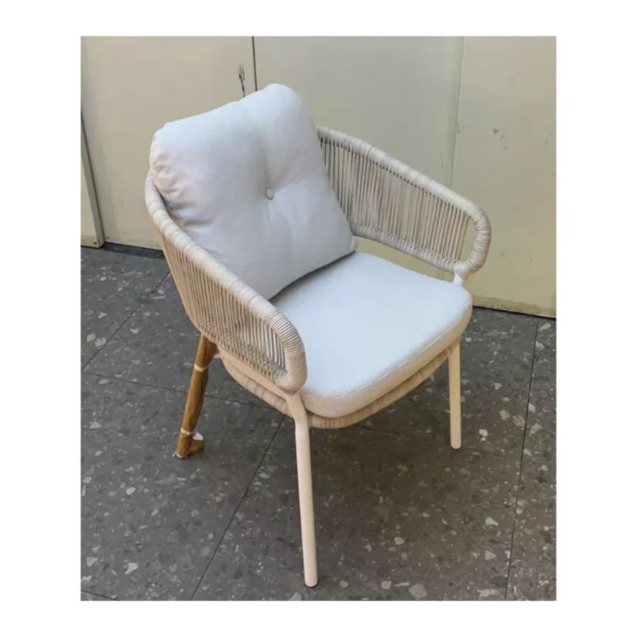 FURMEIZ Outdoor Dining Chair with PE Rope & Aluminum Frame
