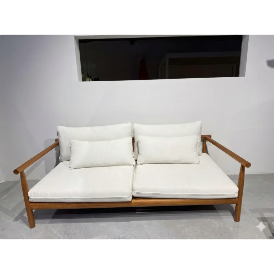 FURMEIZ Outdoor Loveseat – Burmese Teak & Rope