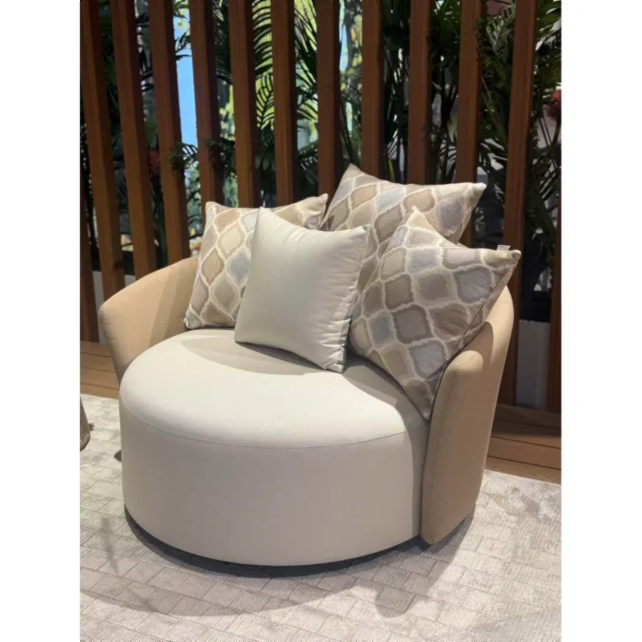 Furmeiz Round Lounge Sofa – Aluminum & American Fabric