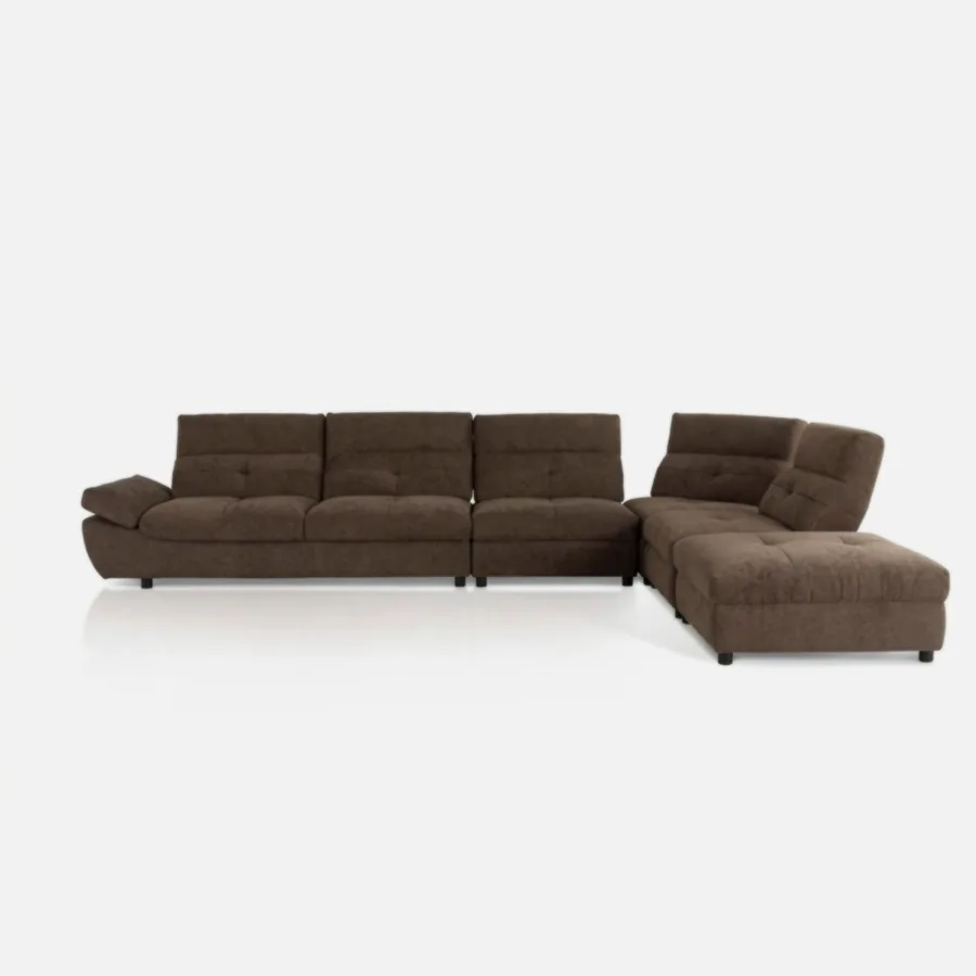 FURMEIZ Ultra Luxury Modular Fabric Sofa with Ottoman – Deep Seating Comfort (Ash Grey Bouclé Edition)