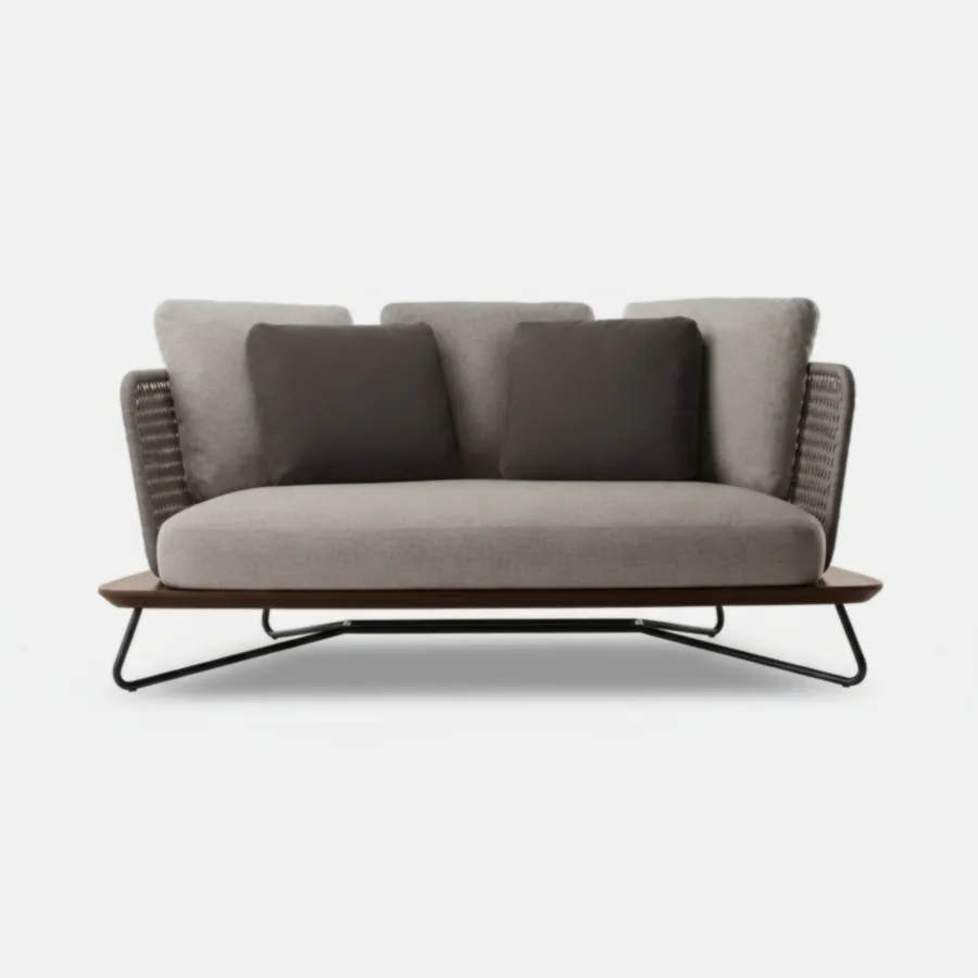 FURMEIZ Teak Outdoor Loveseat – Aluminum Legs & Quick-Dry Foam