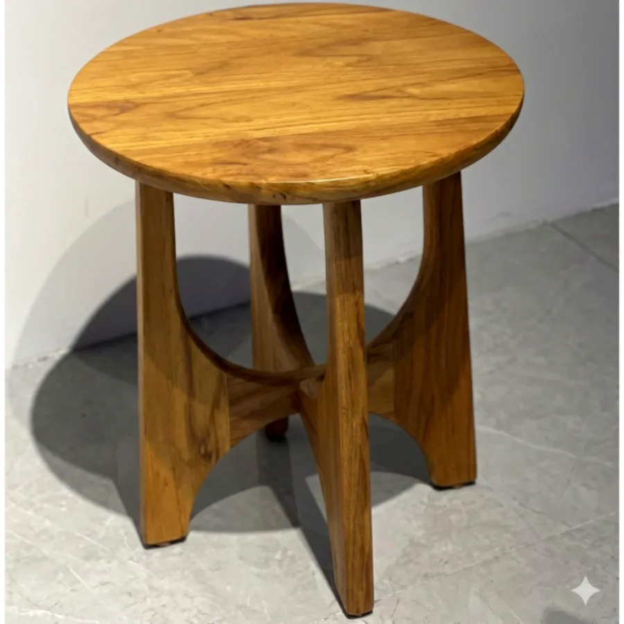 Furmeiz Small Round Teak Table – 45 cm Diameter