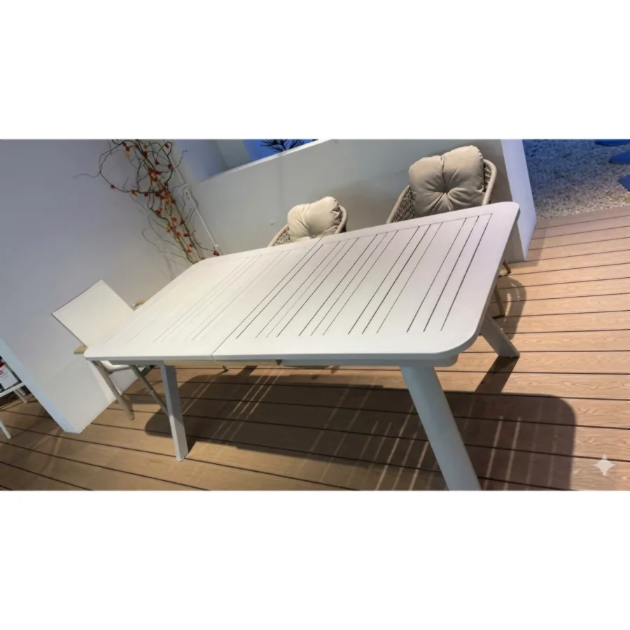 FURMEIZ Extendable Outdoor Dining Table – Aluminum Alloy & Teak