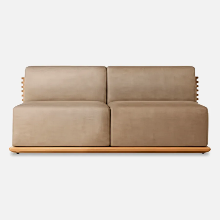 FURMEIZ Outdoor Loveseat – Teak & 45D Density Foam