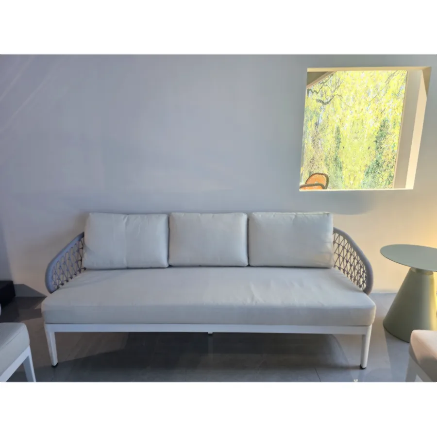 Furmeiz Three-Seater Sofa – Carbon Grey Rope Design