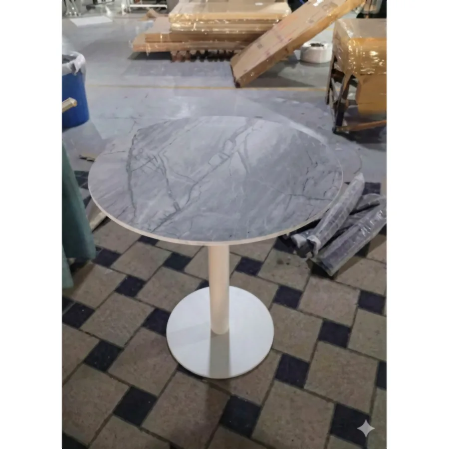 FURMEIZ Round Table with Tempered Glass