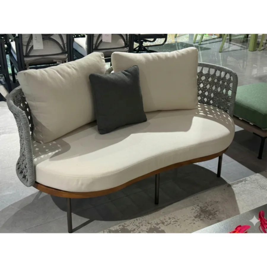 FURMEIZ Aluminum & Teak 2-Seater Sofa