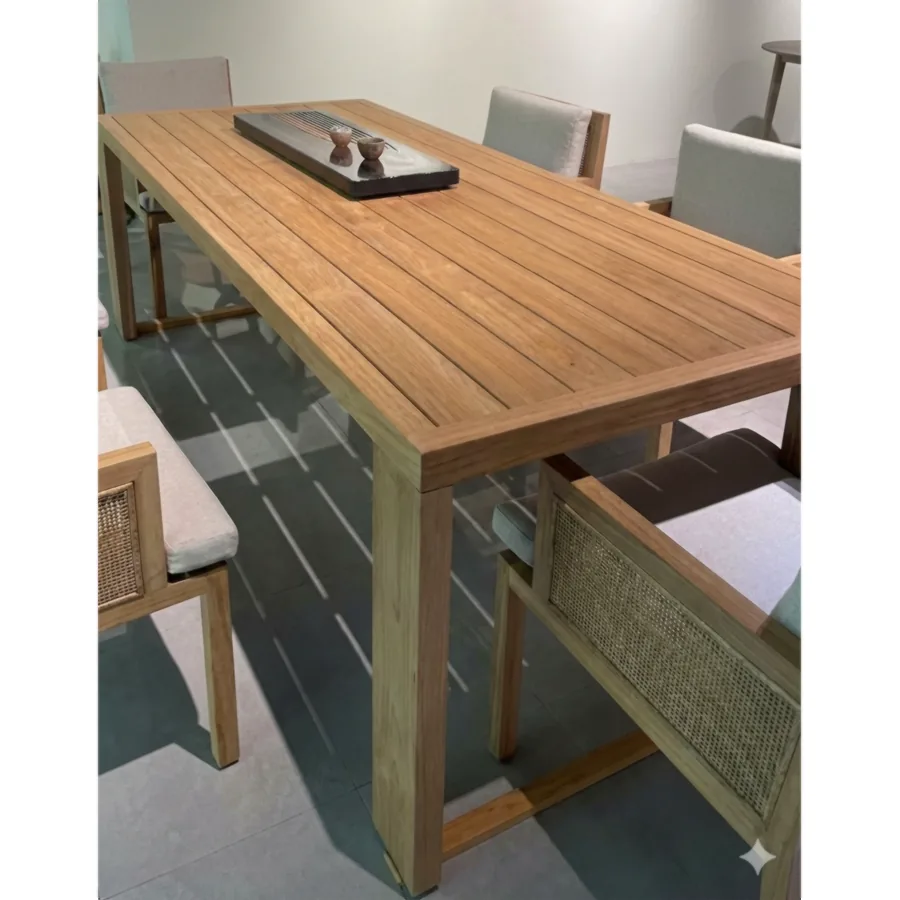 Furmeiz Burmese Teak Rectangular Table – Natural Finish