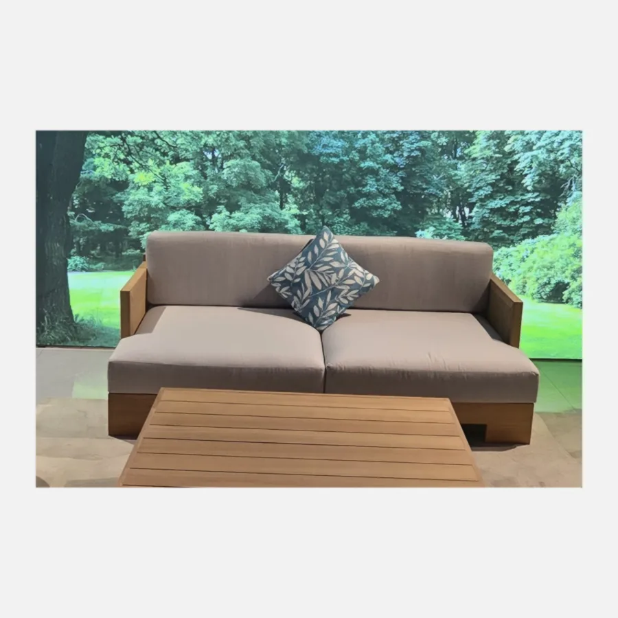 Furmeiz Burmese Teak Woven Two-Seater Sofa