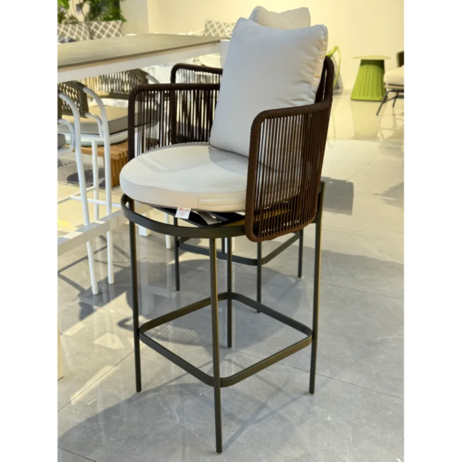 FURMEIZ Outdoor Bar Chair – Stainless Steel & Outdoor Rope
