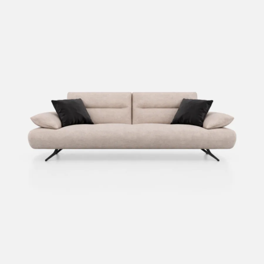 FURMEIZ Luxury 3-Seater Fabric Sofa with Adjustable Arms & Back Cushions – Modern Comfort Design (Moon White Edition)