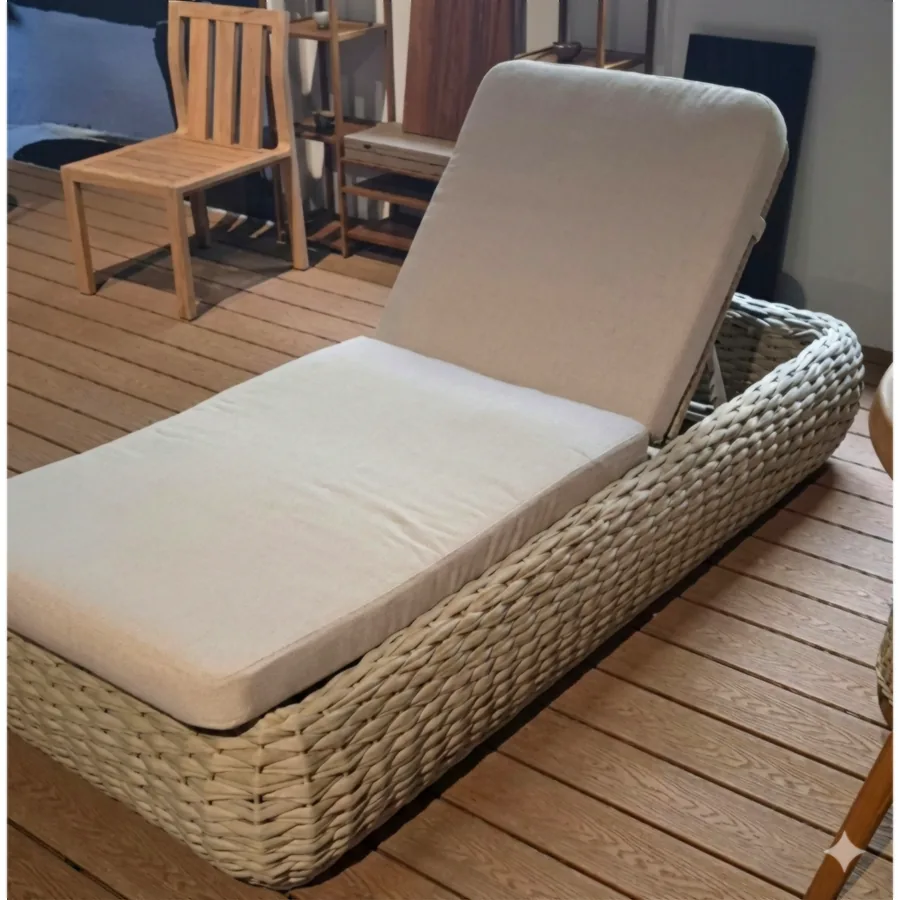 FURMEIZ Outdoor Lounger with Aluminum Frame & Rope