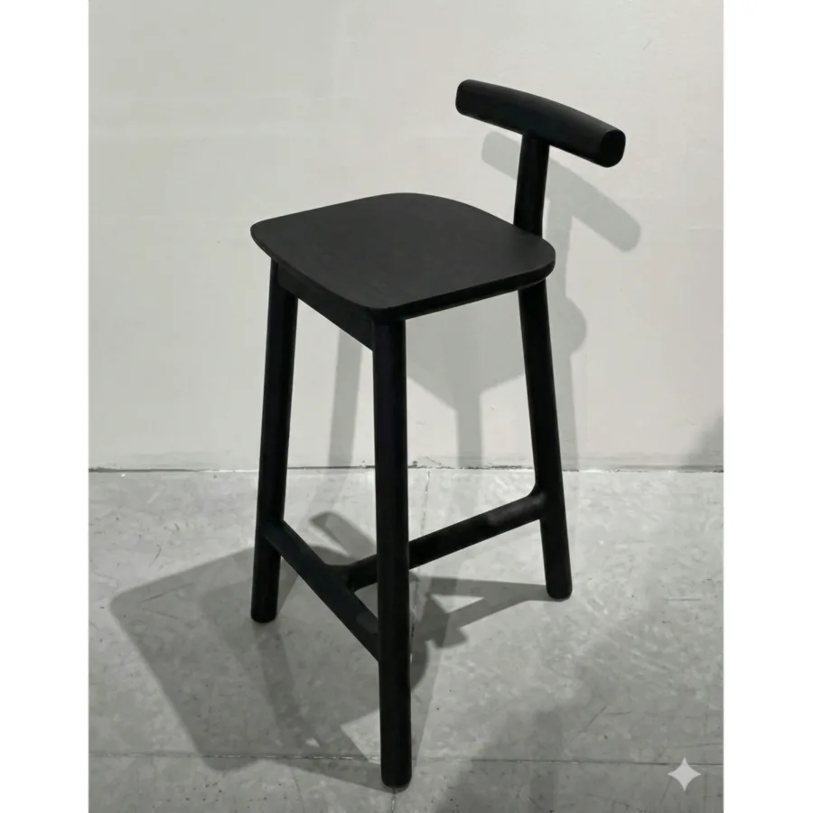 FURMEIZ Burmese Teak Bar Stool with Black Finish