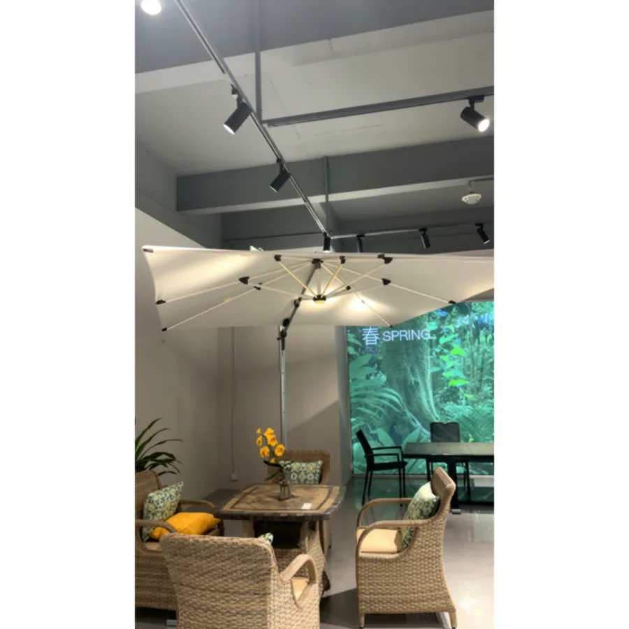 FURMEIZ 3×3m Outdoor Cantilever Umbrella with LED & Solar Panel