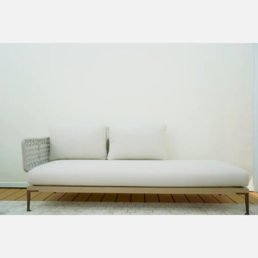 Furmeiz Outdoor Corner Sofa with Imported Fabric & Teslin Mesh Base