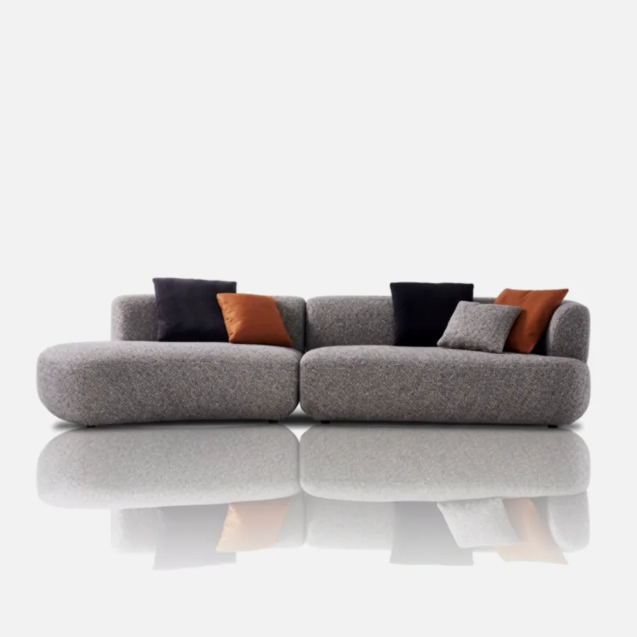 FURMEIZ Luxury L-Shape Fabric Sofa with Chaise – Modern Comfort Design (Ice Grey Edition)