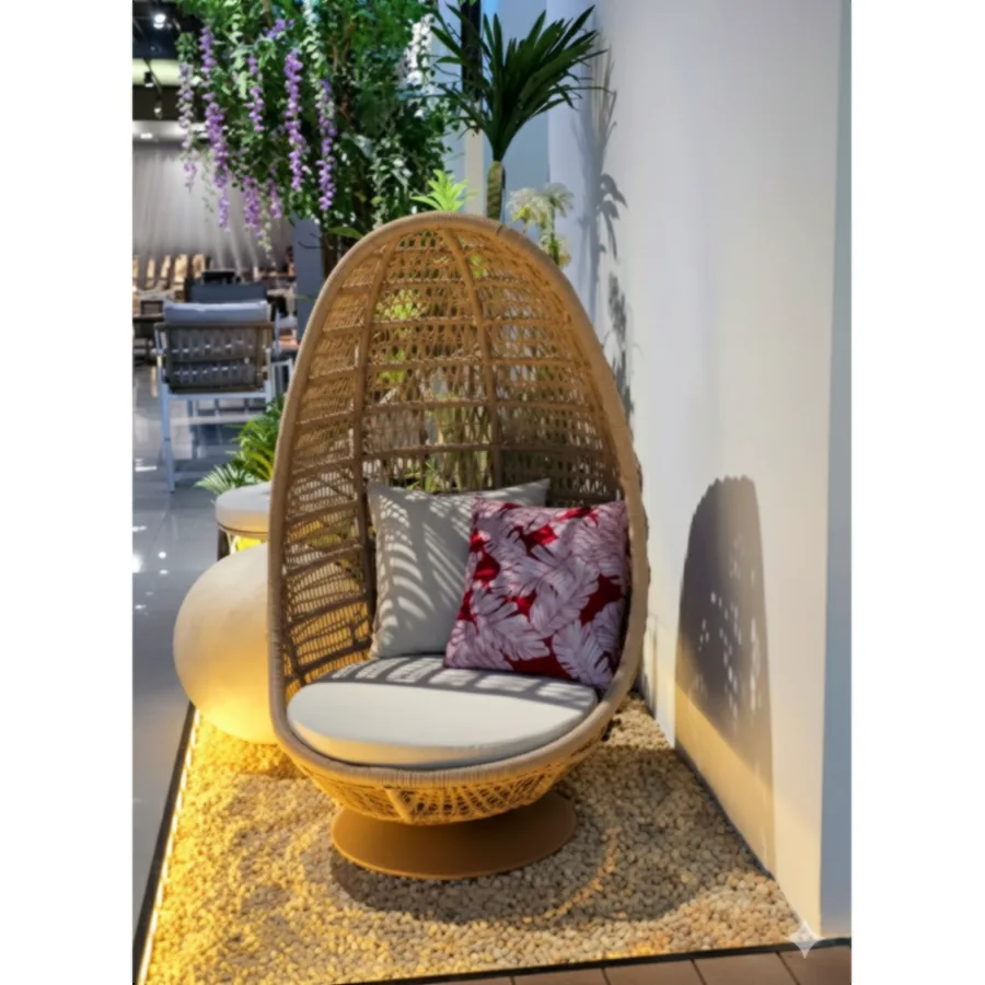 Furmeiz Swivel Chair – Aluminum Basket with Twisted PE Wicker