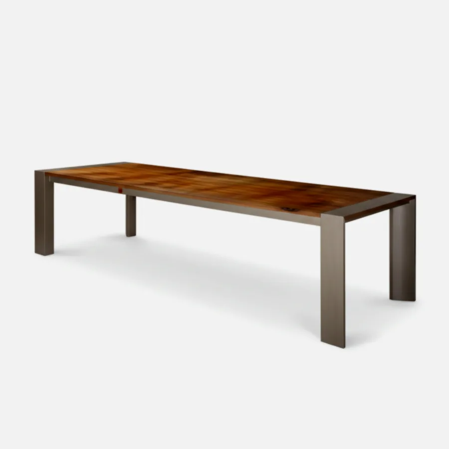 Furmeiz Extendable Rectangular Outdoor Dining Table – Aluminum Frame with Burmese Teak Top