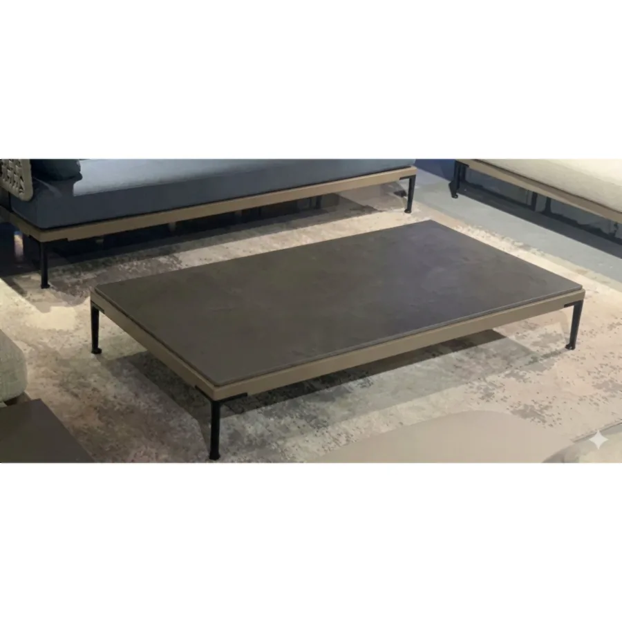FURMEIZ Coffee Table with Marco Polo Stone Slab