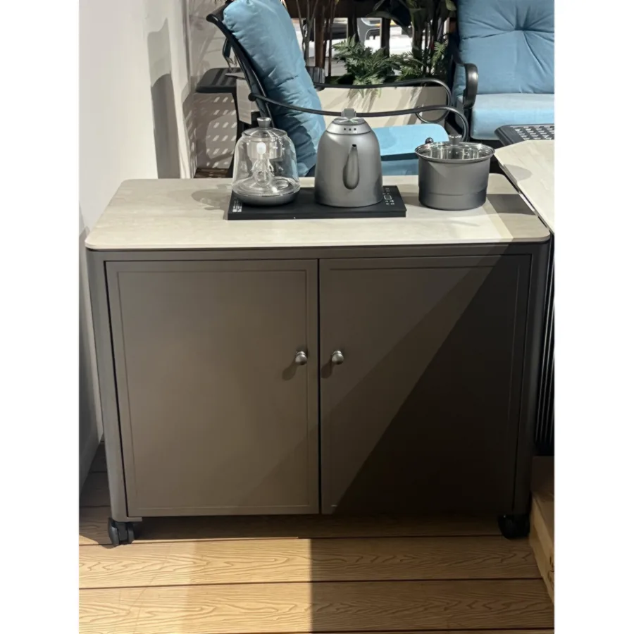 Furmeiz Side Table with 9mm Beige Stone Top