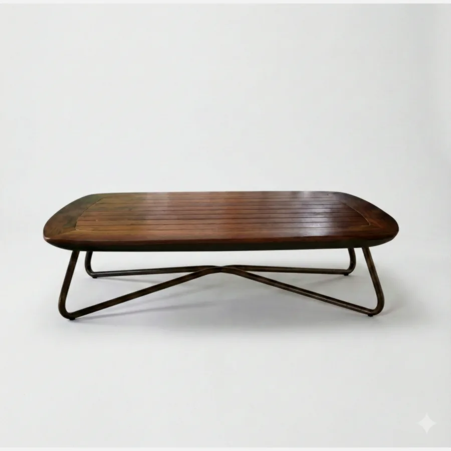 FURMEIZ Outdoor Coffee Table – Aluminum & South American Teak
