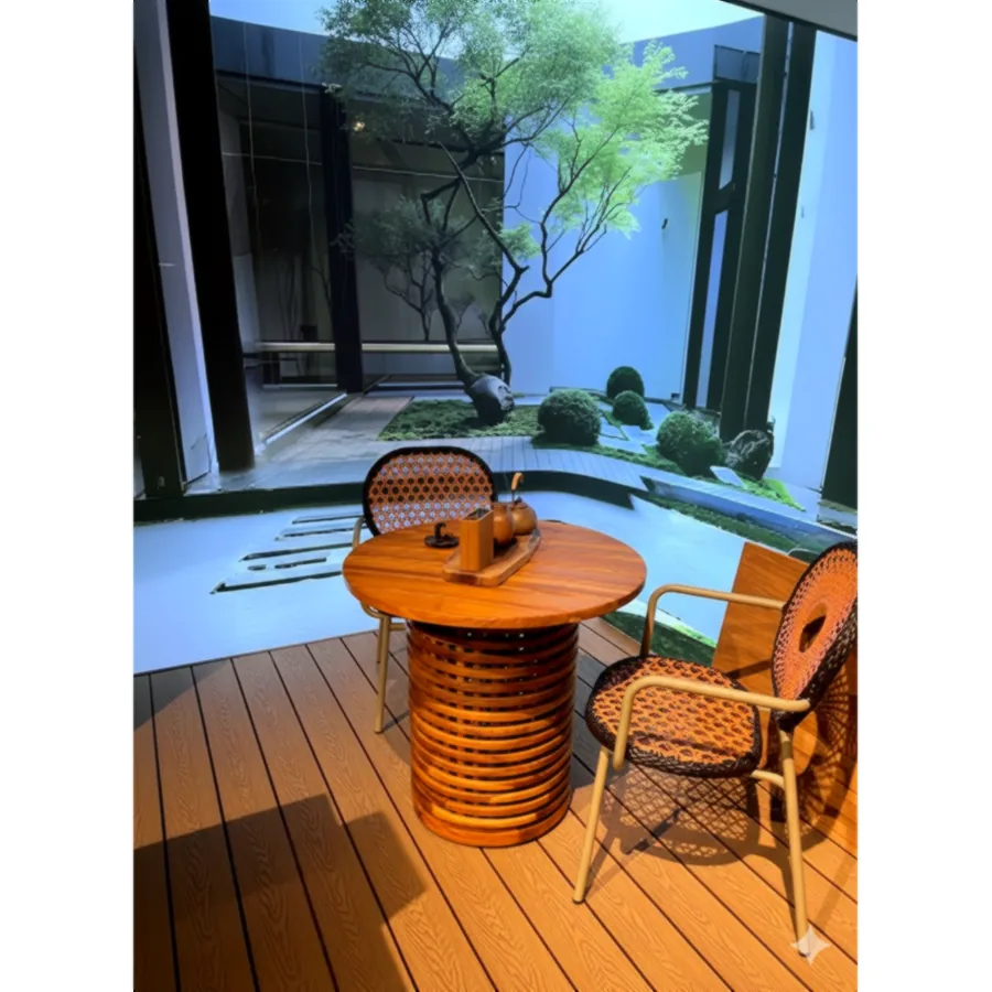 Furmeiz Round South American Teak Table – 80 cm Diameter