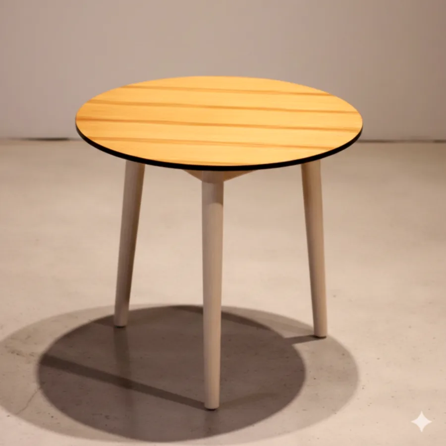 Furmeiz Small Round Outdoor Coffee Table – South American Teak Top